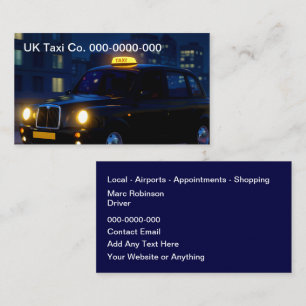 Cartes de visite pour taxi à Londres au Royaume-Un