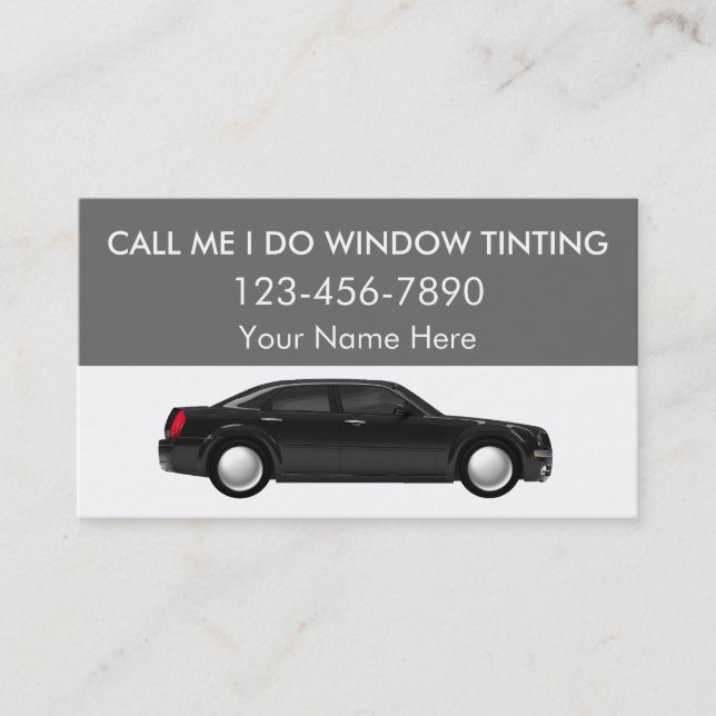 Cartes de visite pour teinturier de vitres (Devant)