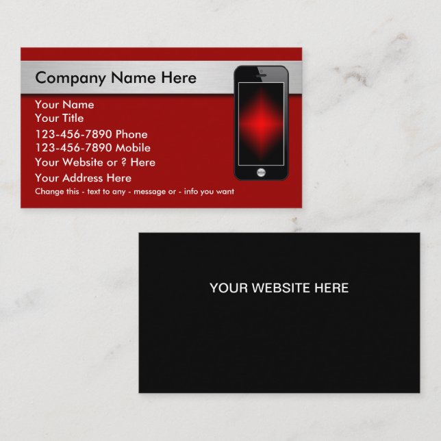 Cartes de visite pour téléphone mobile (Devant / Derrière)