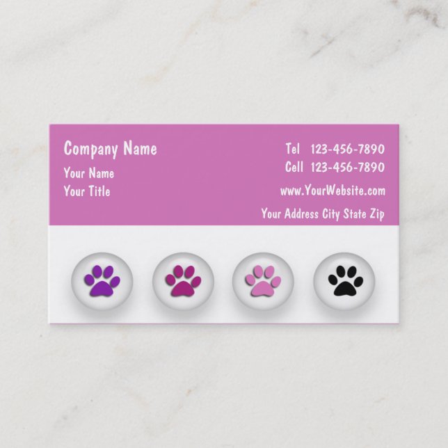 Cartes de visite pour Toilettage d'animaux de comp (Devant)