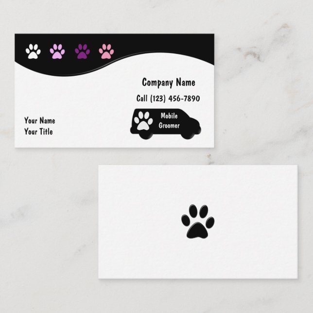 Cartes de visite pour toilettage de chiens (Devant / Derrière)