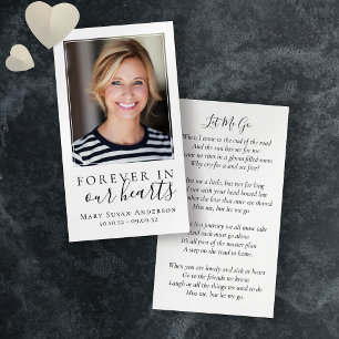 Cartes De Visite Pour toujours dans nos coeurs Photo Funeral Card