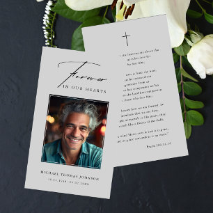Cartes De Visite Pour toujours dans nos coeurs Photo Funeral Prayer