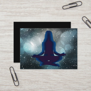 Cartes de visite pour yoga de méditation bleu et n