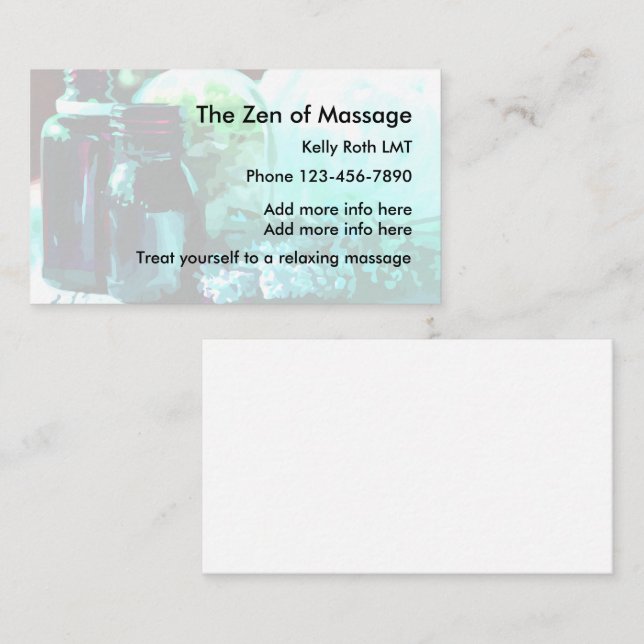 Cartes de visite pour Zen Massage (Devant / Derrière)