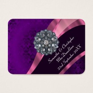 Cartes De Visite Pourpre damask, mariage faveur merci tag