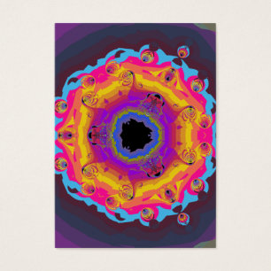 Cartes De Visite Pourpre de rose de jaune de mandala de fractale de