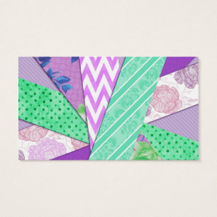 Cartes De Visite Pourpre et bandes turquoises de motif