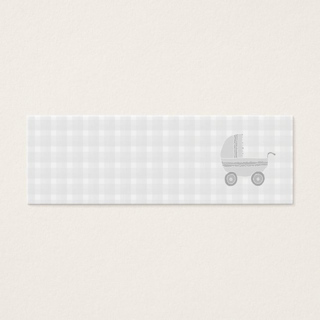 Cartes De Visite Pram bébé gris clair et blanc. (Devant)