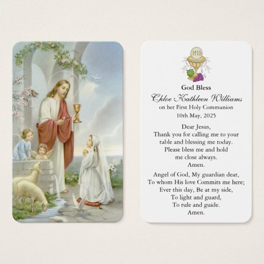 Cartes De Visite Premiere Communion 7 De Fille Des Prieres De Zazzle Fr