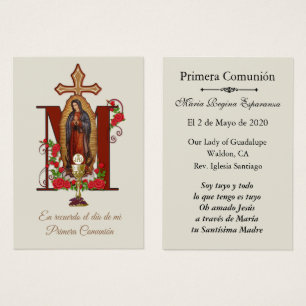 Cartes De Visite Première communion catholique religieuse espagnole