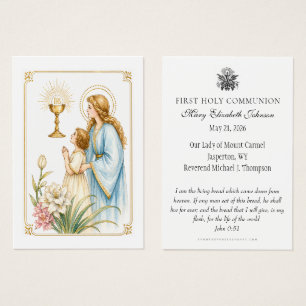 Cartes De Visite Première communion Dévotion eucharistique