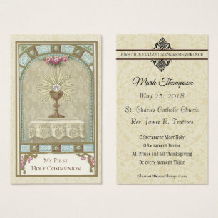 CARTES DE VISITE PREMIÈRE COMMUNION EUCHARISTIE SUR L'AUTEL