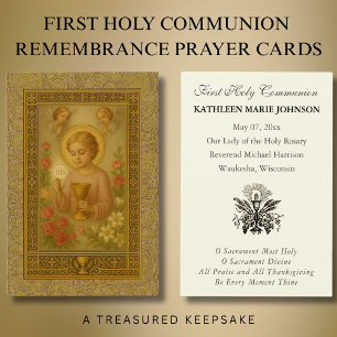 Cartes De Visite Première Communion Jésus Anges Floral