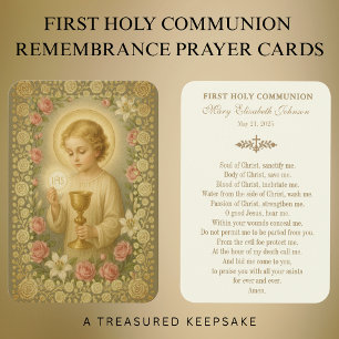 Cartes De Visite Première communion Jésus Roses Vintages