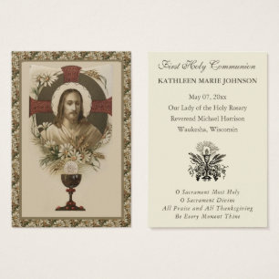 Cartes De Visite Première Sainte Communion élégante Commémoration S