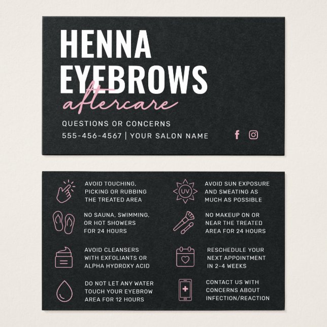 Cartes De Visite Premium Black Eyebrow Tint Henna Brows Aftercare  (Devant & derrière)
