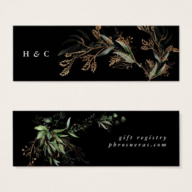 Cartes De Visite Premium Black Gold Botanical Eucalyptus Green (Devant & derrière)