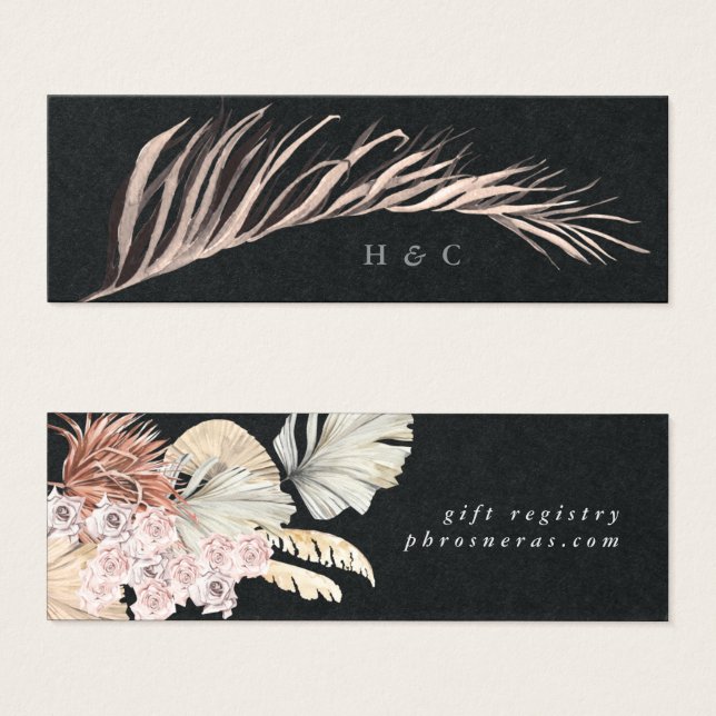 Cartes De Visite Premium Black Pampas Grass Floral Jungle Mariage (Devant & derrière)