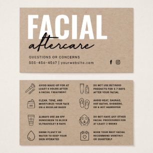 Cartes De Visite Premium Kraft Facial Aftercare Instructions Card