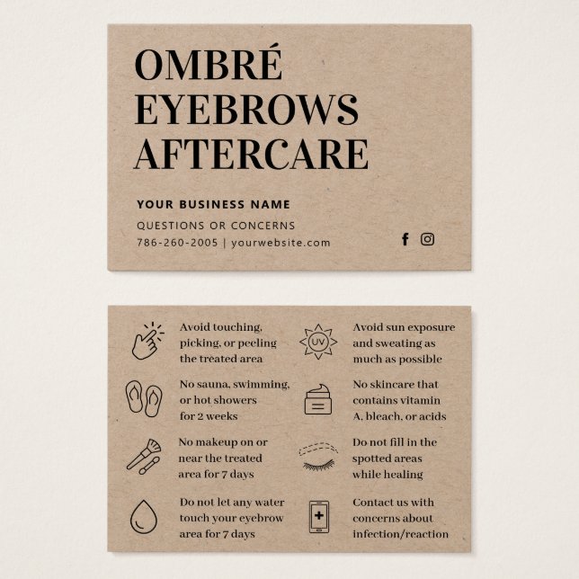 Cartes De Visite Premium Kraft Ombre Powder Brosses Conseils de soi (Devant & derrière)