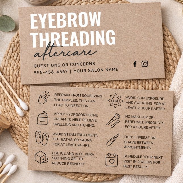 Cartes De Visite Premium Kraft Simple Eyebrow Threading Aftercare  (Créateur téléchargé)