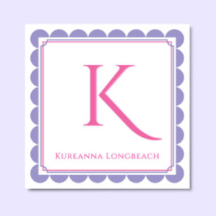 Cartes de visite Préppy Coquille Monogramme Rose &