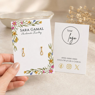 Cartes De Visite Présentoir de bijoux en fleurs sauvages aquarelle