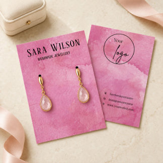 Cartes De Visite Présentoir élégant en aquarelle rose pour boucles