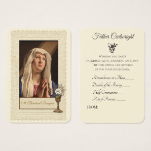 Cartes De Visite Prêtre catholique Bouquet spirituel Vierge Marie