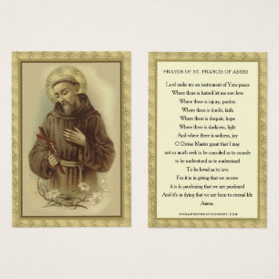 CARTES DE VISITE PRÈTRE PRIÈRE SAINT FRANÇOIS D'ASSISE RELIGIEUX