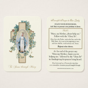 Cartes De Visite Prière catholique à Jésus par Marie