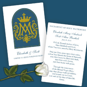 Cartes De Visite Prière catholique de mariage Bleu marian