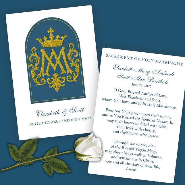 Cartes De Visite Prière catholique de mariage Bleu marian (Créateur téléchargé)