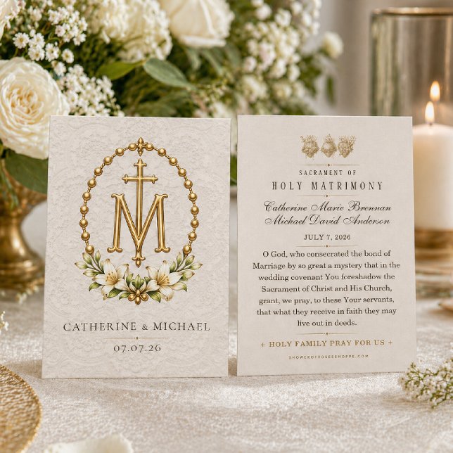 Cartes De Visite Prière catholique dorée pour un mariage saint (Créateur téléchargé)