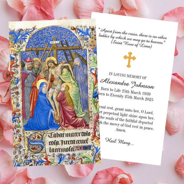 Cartes De Visite Prière commémorative de Christian Crucifix Cross f (Religious Christian Crucifix Crucifixion Cross Funeral Memorial Loss Prayer Sympathy Card)