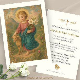 Cartes De Visite Prière commémorative de l'agneau Enfant Jésus