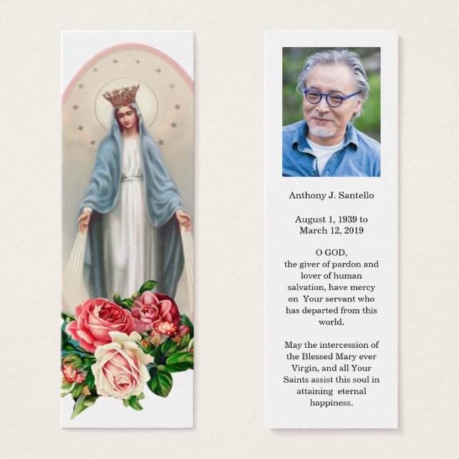 Cartes De Visite Prière commémorative funéraire catholique Saint-Ma (Devant & derrière)