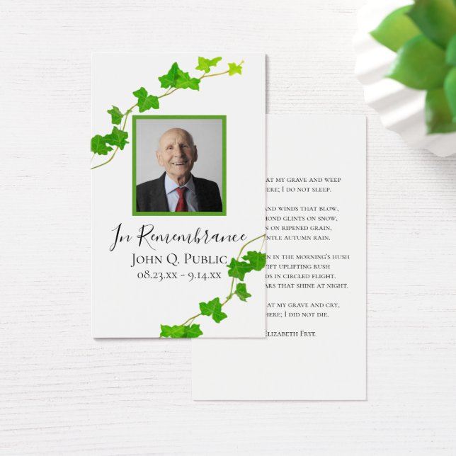 Cartes De Visite Prière commémorative Green English Ivy Vine (Bureau)