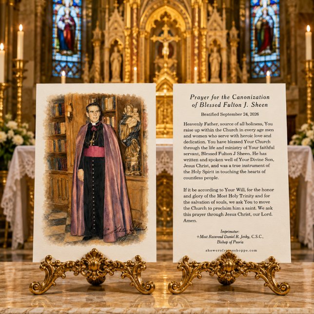 Cartes De Visite Prière de canonisation de Fulton Sheen Catholique  (Créateur téléchargé)