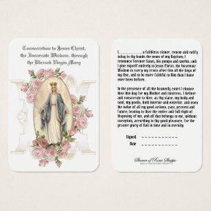 Cartes De Visite Prière de consécration catholique à Jésus Vierge M