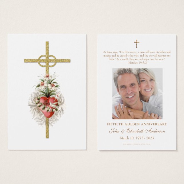 Cartes De Visite Prière de l'anniversaire du Mariage catholique (Devant & derrière)