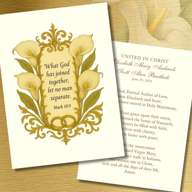 Cartes De Visite Prière de mariage catholique Écriture Lys (Créateur téléchargé)