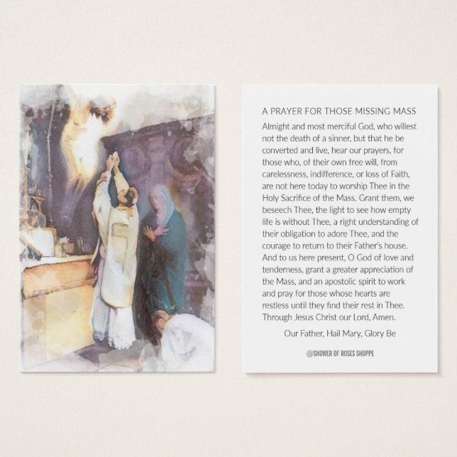 Cartes De Visite Prière de Messe Religieuse Catholique Prière Vierg (Devant & derrière)