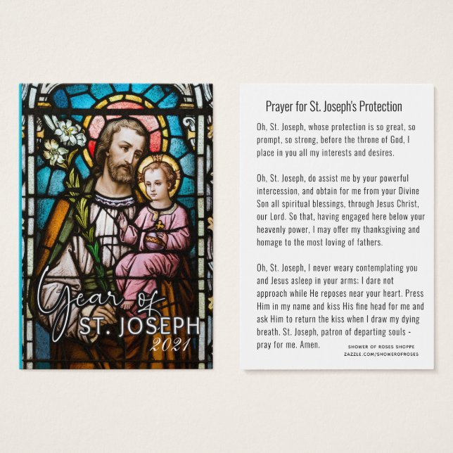 Cartes De Visite Prière de protection catholique Saint-Joseph (Devant & derrière)