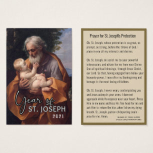 Cartes De Visite Prière de protection catholique Saint-Joseph