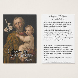 Cartes De Visite Prière de protection catholique Saint-Joseph