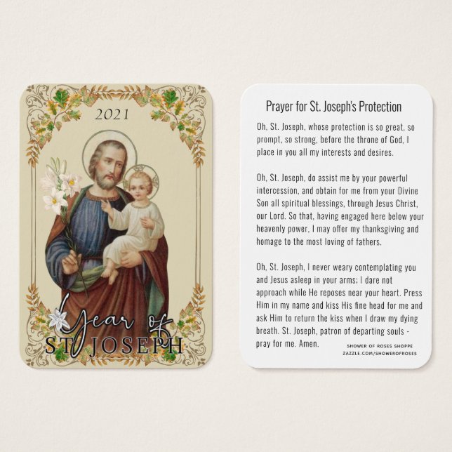 Cartes De Visite Prière de protection de saint Joseph Jésus (Devant & derrière)