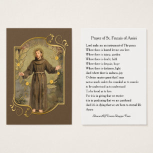 Cartes De Visite Prière de saint François d'Assise
