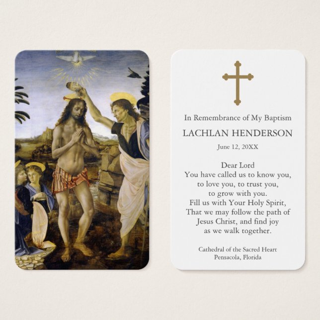 Cartes De Visite Prière du baptême | Baptême du Christ 1 (Devant & derrière)